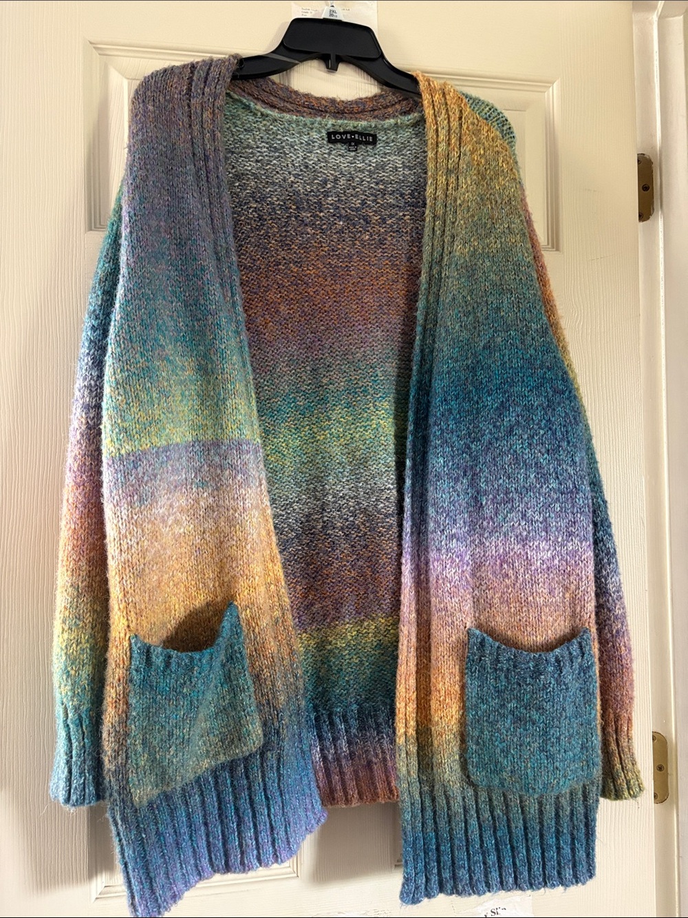 Love, Fire Multicolor Gradient Open-Front Cardigan